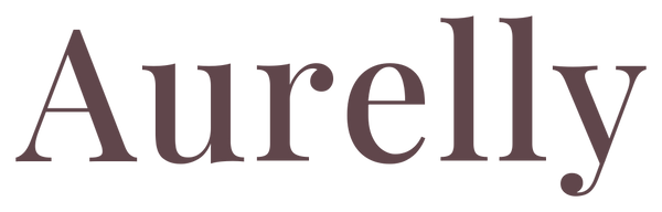 Aurelly wordmark logo in deep rose-brown
